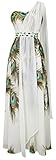 Angel-fashions Women's Floral Printed Beaded One Shoulder Maxi Dresses