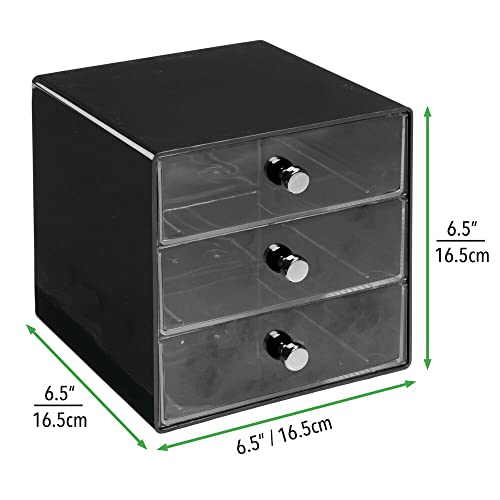 mDesign Plastic 3 Drawer Organizer for Makeup Storage Stackable