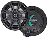 Pair of Kicker 41KM654CW 6.5" 2-Way Coaxial 4-Ohm Marine/Boat Speakers with 3/4 Inch Titanium Waterproof Tweeters - 95 Watts Peak/65 Watts RMS Each Speaker / 390 Watts Peak/130 Watts RMS Per Pair