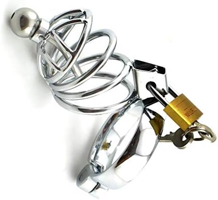 The Bondage Locker Male Chastity Device With Urethral Tube, 40 & 45 mm rings included, Silver - Image 4