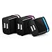 OKRAY 3 Pack iPhone Wall Charger 2A 5V Dual Port USB Wall Travel Charger Adapter for iPhone, iPad, Samsung Galaxy, HTC, Nexus, Moto, Blackberry, Bluetooth & Power Bank (Blue Hot Pink Rose Gold)
