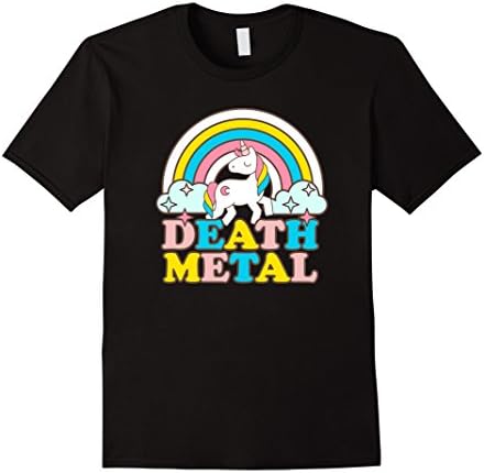 Mens Death Metal Funny Rainbow Unicorn Novelty T-Shirt XL Black