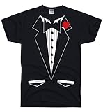 DirtyRagz Men's Black Formal Tuxedo Tie Tux T Shirt