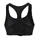 SYROKAN Women's Medium Support Zip Front Wire Free Racerback Tech Pro Sports Bra Black XXL