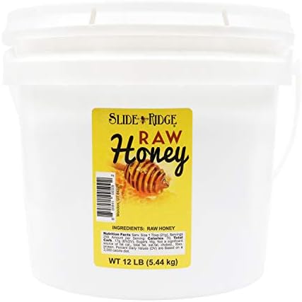 Slide Ridge Raw Honey 12 lbs Bucket of Honey, All Natural & Unfiltered