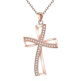 Cos2be Cubic Zirconia Faith Hope Love Cross Pendant Necklace,18