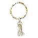 Bracelet Keychain,Crytech Trendy Floral Large Leather Bracelet Key Ring Wirh Threaded Tassel Key Chains Keyring for Women Men Purse Car Keys Handbag Backpack Birthday Gifts (Floral)thumb 1