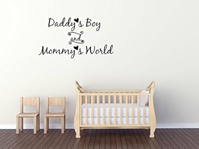 Wall Decal Quote Daddy's Boy and Mommy's World Wall Decal Sticker Art Mural Home Decor Quote Baby Nursery