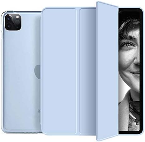 GAOLIQIN Case for Ipad Pro 11 Inch 2Th Generation 2020 [Support Pencil Pair & Charging] Slim Soft PU Translucent Standing Back Cover, Auto Sleep/Wake,Blue