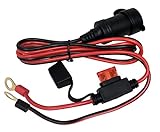 Tetra-Teknica MotoBasics Series RHF-01 12V Eyelet Battery Terminal to Cigarette Lighter Female Socket Extension Cord, 3 Feet, 16 Gauge Copper Wire, 10A Fuse