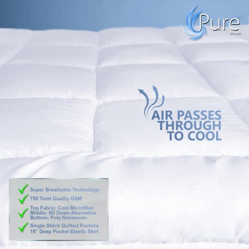 Pure Brands King Mattress Topper & Mattress Pad Protector in One