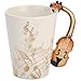 BUYNEED 12.9 Oz Novelty Music Note Coffee Mug with Lid,Ceramic Music Tea Cup Mug Staves for Players Musicians,Black
