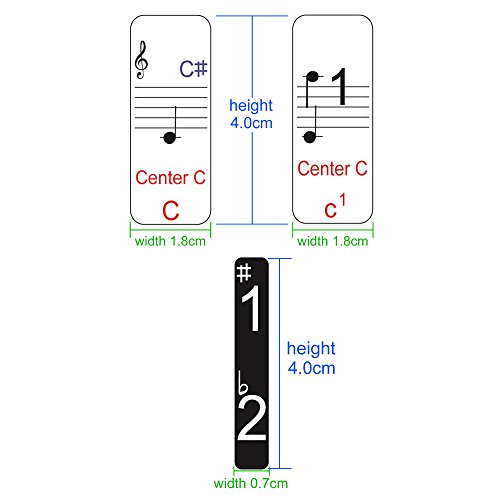 Piano Stickers/Keyboards, 49,61,76,88 Key Full Set of Piano & Keyboard Music Note Stickers, Transparent Plastic Stickers for White & Black Keys + Blank Stickers & User Guide - Thumbnail 2