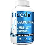 Fitcode Pure Extra Strength L-Arginine HCl 1500mg, Nitric Oxide Supplement for Vascularity, Pumps, Endurance, Performance, Mu