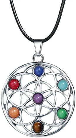 Creazrise Clearance! 7 Colorful Resin Beads Chakra Healing Point Pendant for Necklace Women Men Yoga Reiki Necklace (B)
