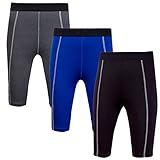 Neleus Women's Compression Boxer Shorts 3 Pack,Black,Grey,Blue,US XL,Aisa Tag XXL