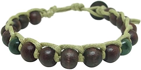 Bracelet Men Women Jade Mala Wood Beads Tibetan Buddhist Prayer Religion Cream Color Cotton Handmade