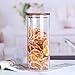 KKC Borosilicate Glass Canister with Airtight Lid,Cereal and Overnight Oats Container Jar, Glass Nuts Storage Container,Tall Candy Jar with Wood Lid,Wooden Lid Jar,Sealed Glass Cannister,47 Floz