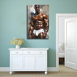 HMLZSJ Nude Muscle Male Torso Portrait Art Gay