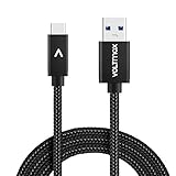 USB-C to USB 3.0 Type-C Cable (6ft) Voltmax high speed charging&syncing Nylon-Braided for Samsung Galaxy S8, Google Pixel, Nexus 6P 5X, LG G5 V20, HTC 10, Nokia N1 &more(Black)