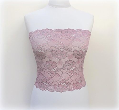 Antique pink lace bandeau top. Pink lace strapless. Floral lace tube top. Antique pink lingerie. Lace lingerie. Gift for her.