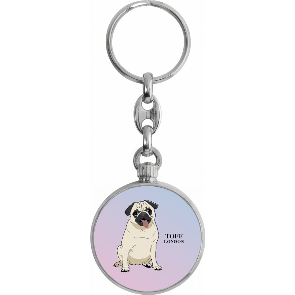 Toff London Beige Pug Dog Keyring