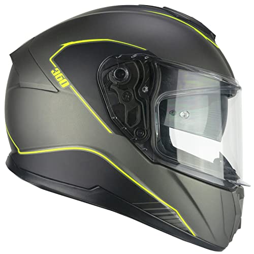 Casco full face, 360G KAD RIDE Grafite Giallo fluo opaco, M (57-58cm)