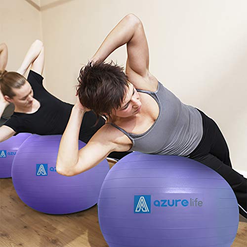 A AZURELIFE Professional Grade Exercise Ball, Anti-Burst&Non-Slip Stability Balance Ball with Quick Pump Included, Multiple Sizes&Colors, Perfect for Birthing, Yoga, Pilates, Desk Chairs&Therapy