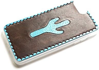 Handmade Leather iPhone 8 Case | Turquoise Cactus | The Lodgepole Case | Cowhide Handcrafted Teal Hard Back Silicone Edges Leather iPhone Case 4.7" iPhone Cover Cacti Western