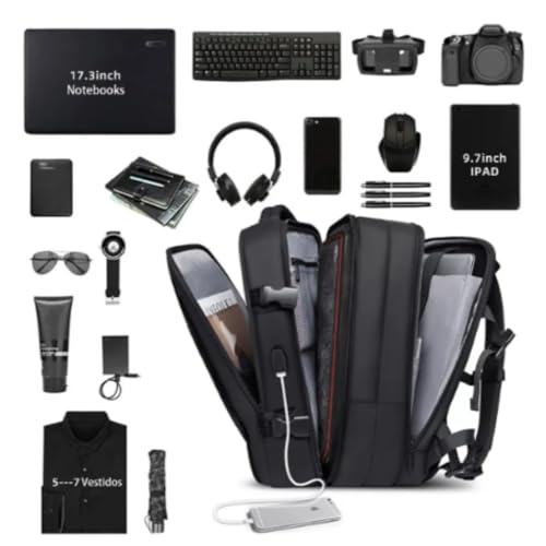 Mochila de Viagem Notebook Expansível Grande, Mochila Avião, Executiva, Antifurto, Reforçada, USB, Impermeável, Viagem a Trabalho, Escolar