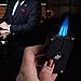 Jet Torch Cigar Lighter, 3 Flame Butane Refillable Cigar Lighter with Visible Gas Tank and Cigar Punch (Black)