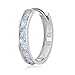 14k REAL White Gold 3mm Thickness CZ Channel Set Hoop Huggie Earrings (15 x 15 mm)