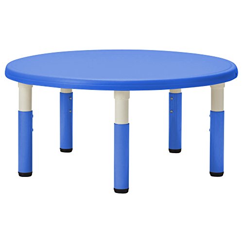 ECR4KidsÂ 40" Round Resin Activity Table with Five 12" Resin Chairs - Indoor/Outdoor Kids Seating Set for Classrooms, Daycares, Playgrounds, Blue (Pack of 6)