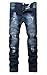 Men's Ripped Slim Fit Straight Denim Jeans Vintage Style with Broken Holes