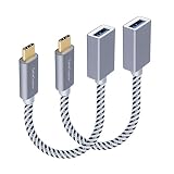 CableCreation USB-C to USB Adapter [2-Pack], 0.5ft USB-C to USB-A 3.0 Female Adapter OTG (on-the-go) Cable, Compatible with Macbook (Pro), Galaxy S10 S9 S8, Pixel 3 XL, Essential Phone etc. Space Gray