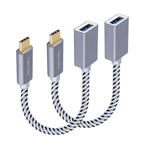 CableCreation USB-C to USB Adapter [2-Pack], 0.5ft USB-C to USB-A 3.0 Female Adapter OTG (on-the-go) Cable, Compatible with Macbook (Pro), Galaxy S10 S9 S8, Pixel 3 XL, Essential Phone etc. Space Gray