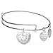 Sterling Silver Christian Cross With God All Things Are Possible Heart Leaf Charm Ajustable Wire Bangle Bracelet