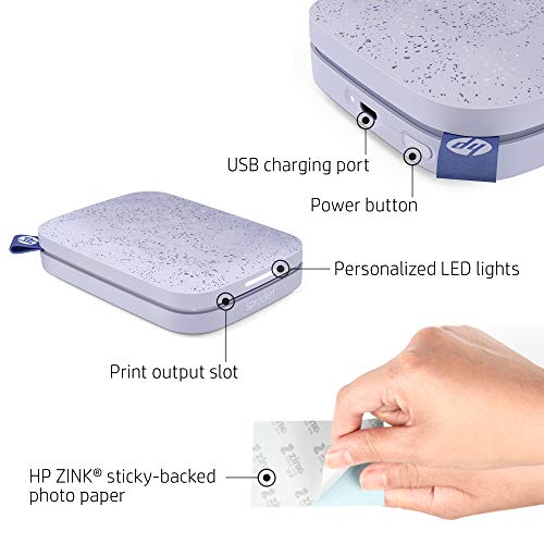HP Sprocket Portable 2x3" Instant Photo Printer (Lilac) Print Pictures
