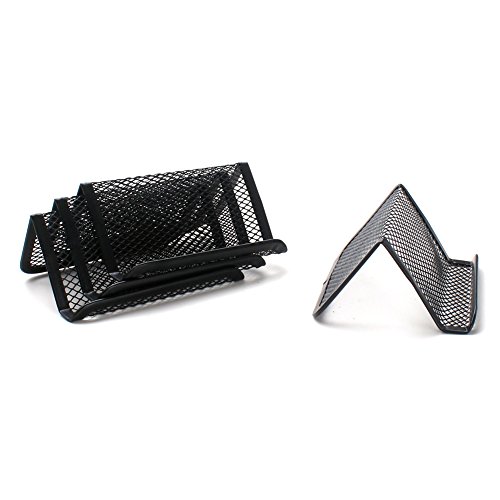 ZICOME Metal Mesh Business Card Holder, Mesh Office Desk Organizer for Name Card, Black, 4 Pack