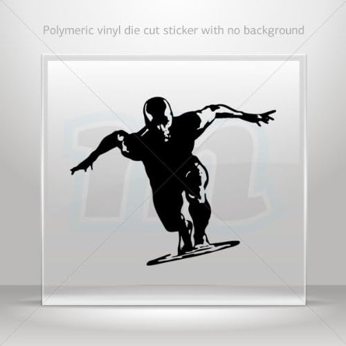 Sticker Decals Silver Surfer Surfboard car helmet window bike Garage door 6 X 4.9 Inches Black 0602 ZK3W8