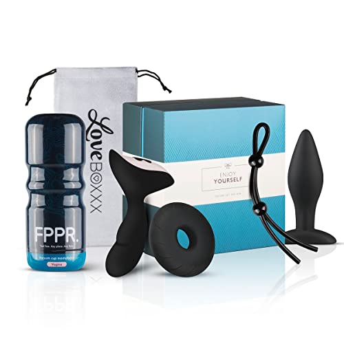 LOVEBOXXX Deluxe Erotic Gift Set for Men, Transparent, One Size
