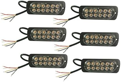 WEILONG Surface Mount Grill Light Head, 12W LED Mini Strobe Lightbar for POV, Utility Vehicle, Construction Vehicle and Tow Truck Van (6 Pack, Amber+White)