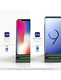 Fast cargador inalámbrico, novete 2 coil Qi Cargador inalámbrico Soporte Pad Con Ventilador De Refrigeración Para iPhone 8 8 PLUS, iPhone X, Samsung Galaxy Note8, S8 S8 Plus S7 S7 edge S6 Edge Plus y todos los dispositivos Qi Enabled