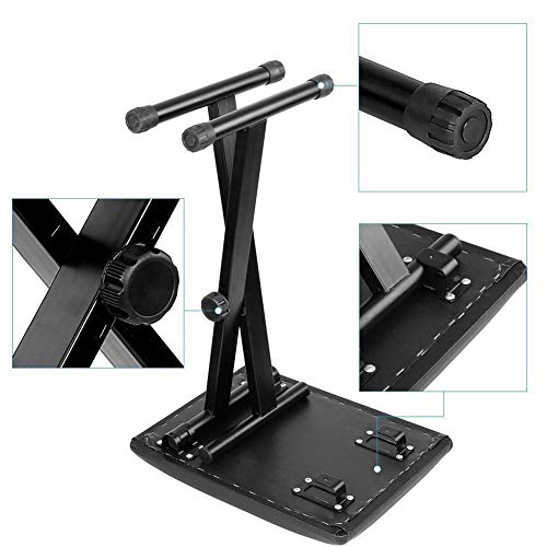 Black Adjustable Piano Keyboard Bench Leather Padded Seat Folding Stool Chair