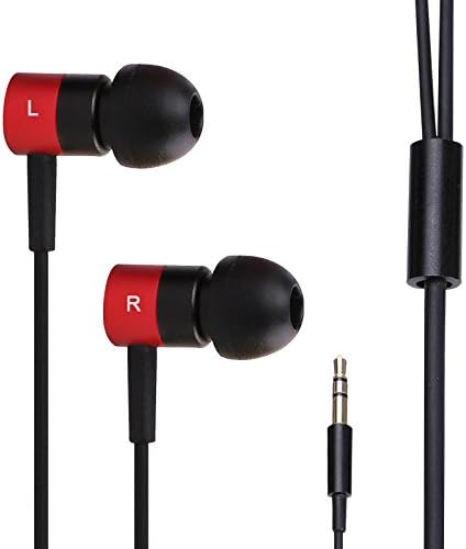Best in Class In-Ear Earbud Headphones Dynamic Crystal Clear Sound No Mic Bass for travel running Kids Girls NEXUS Blac Hard Carrying Case Audiophile Sport Gaming Pc Mac Phones (Red)