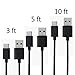 Three (3) Samsung Galaxy S8 S8+ Motorola Droid Z / Z Force / Play / Google Pixel / Pixel XL LG G5 G6 USB-C Fast Data Charging Cables Nexus 6P - Black 3, 5, 10 Foot
