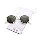 LianSan Classic Retro Metal Frame Round Circle Mirrored Sunglasses for Men and Women Glasses 3447 Green Glass Lens