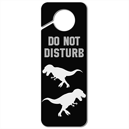 GRAPHICS & MORE Dinosaur Tyrannosaurus Rex Black White Do Not Disturb Plastic Door Knob Hanger Sign