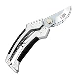 Cate's Garden Bypass Pruning Shears 8" Premium Hand Pruner - Heavy Duty SK5 High Carbon Blades - Ergonomic Angled Design for Pain-Free Cutting