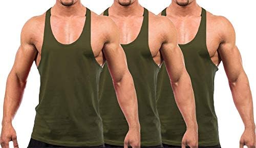YAKER Men's Blank Stringer Y Back Bodybuilding Gym Tank Tops